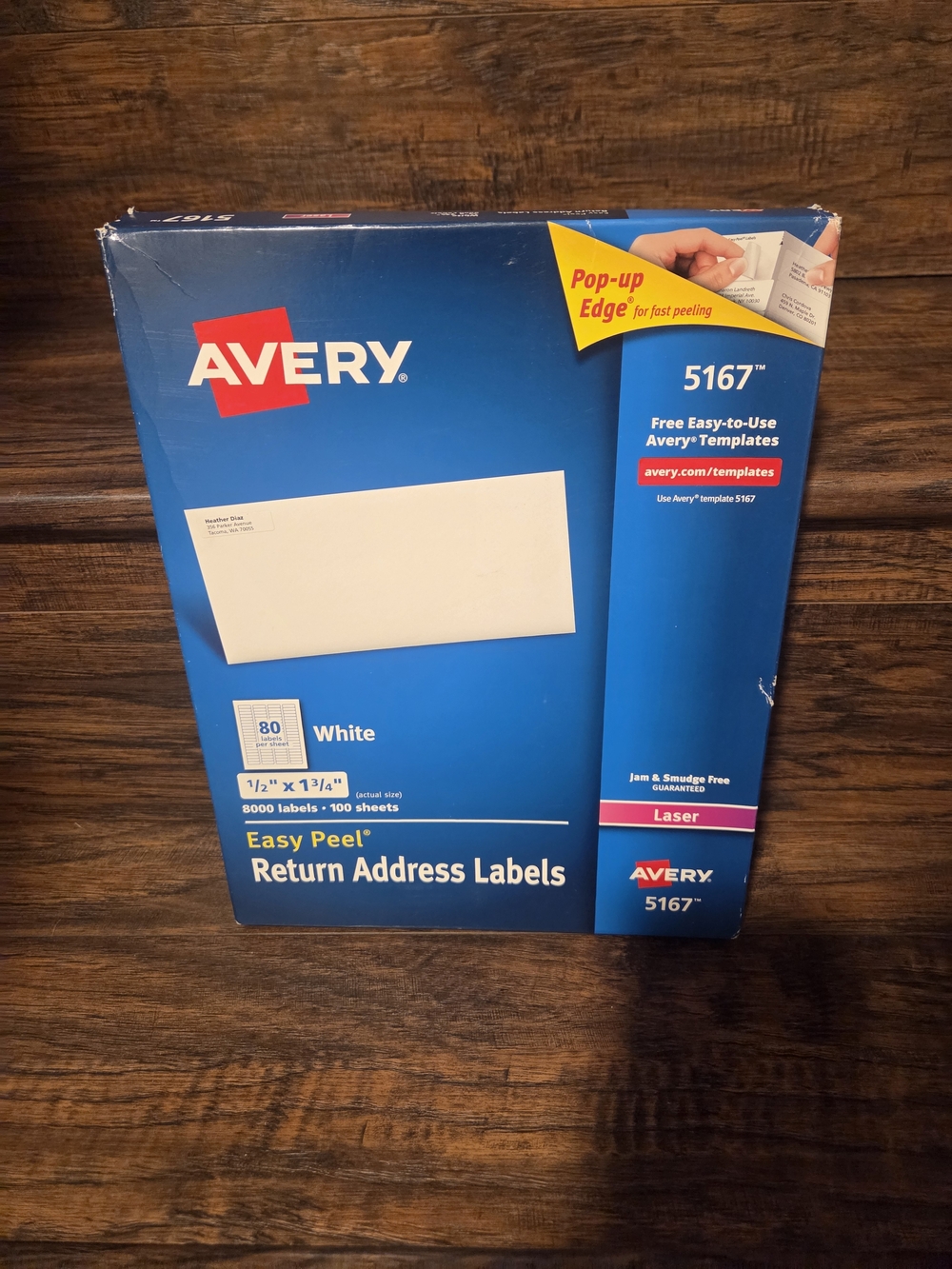 Avery 5167 Laser Easy Peel Return Address Labels 1/2" x 1-3/4" 100 Sheets